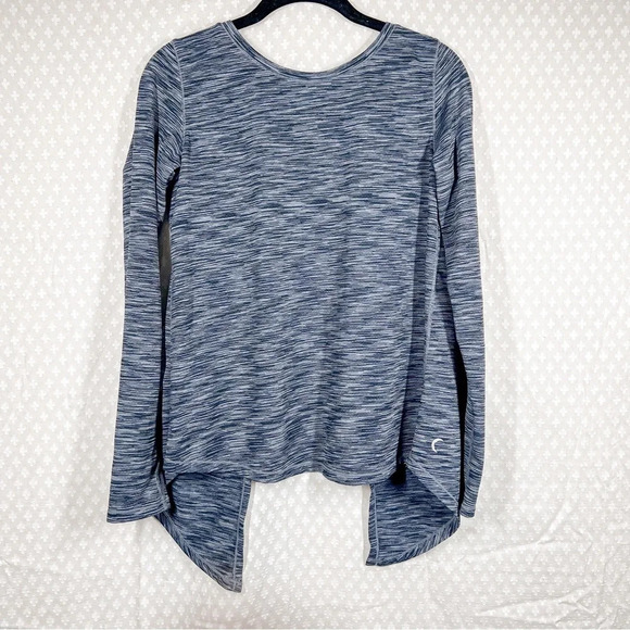 Zyia Blue Space Dye Open Twist Back Top - Picture 2 of 7